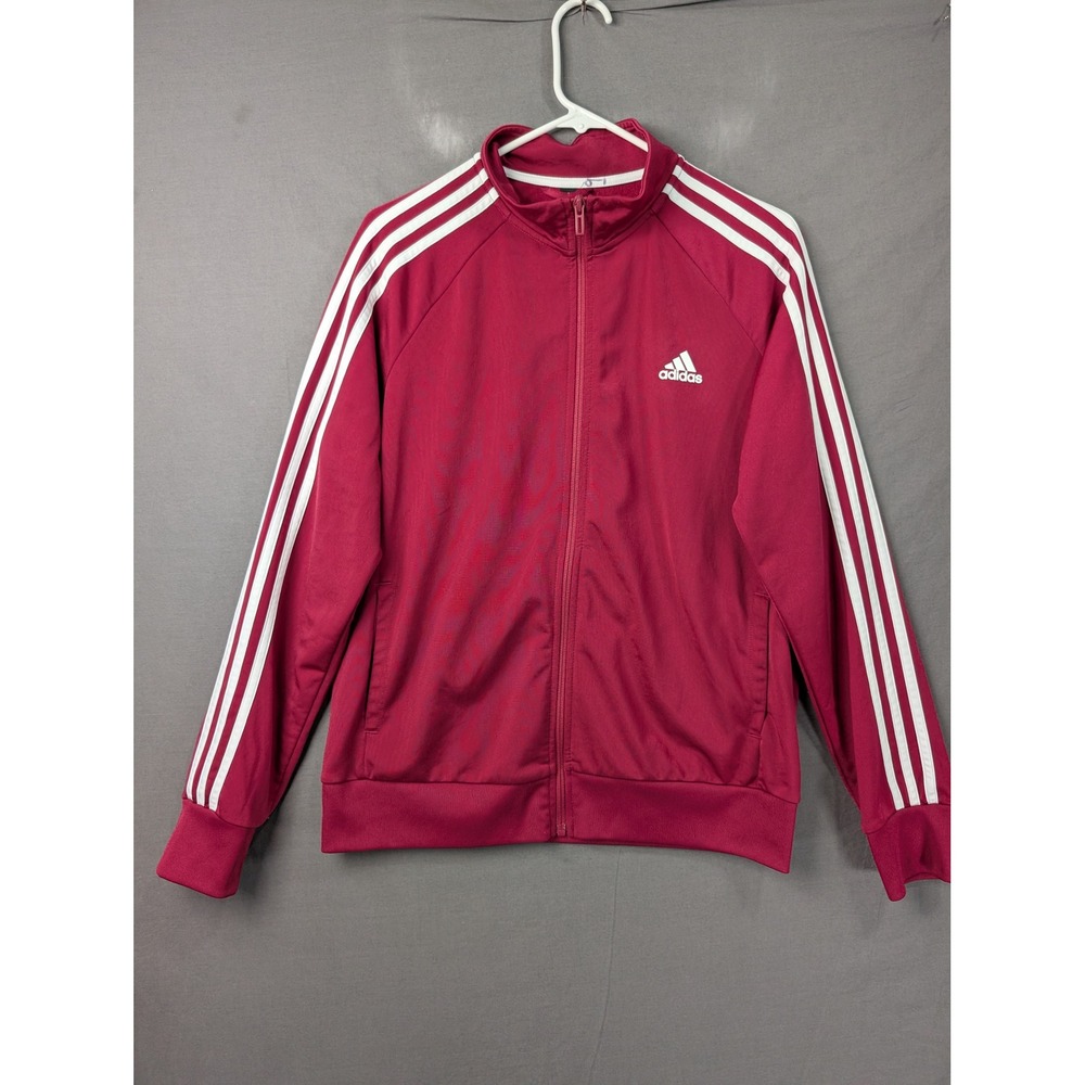 Adidas Womens Essentials Track Jacket HC9244 Maroon White Large Full Zip Jacket